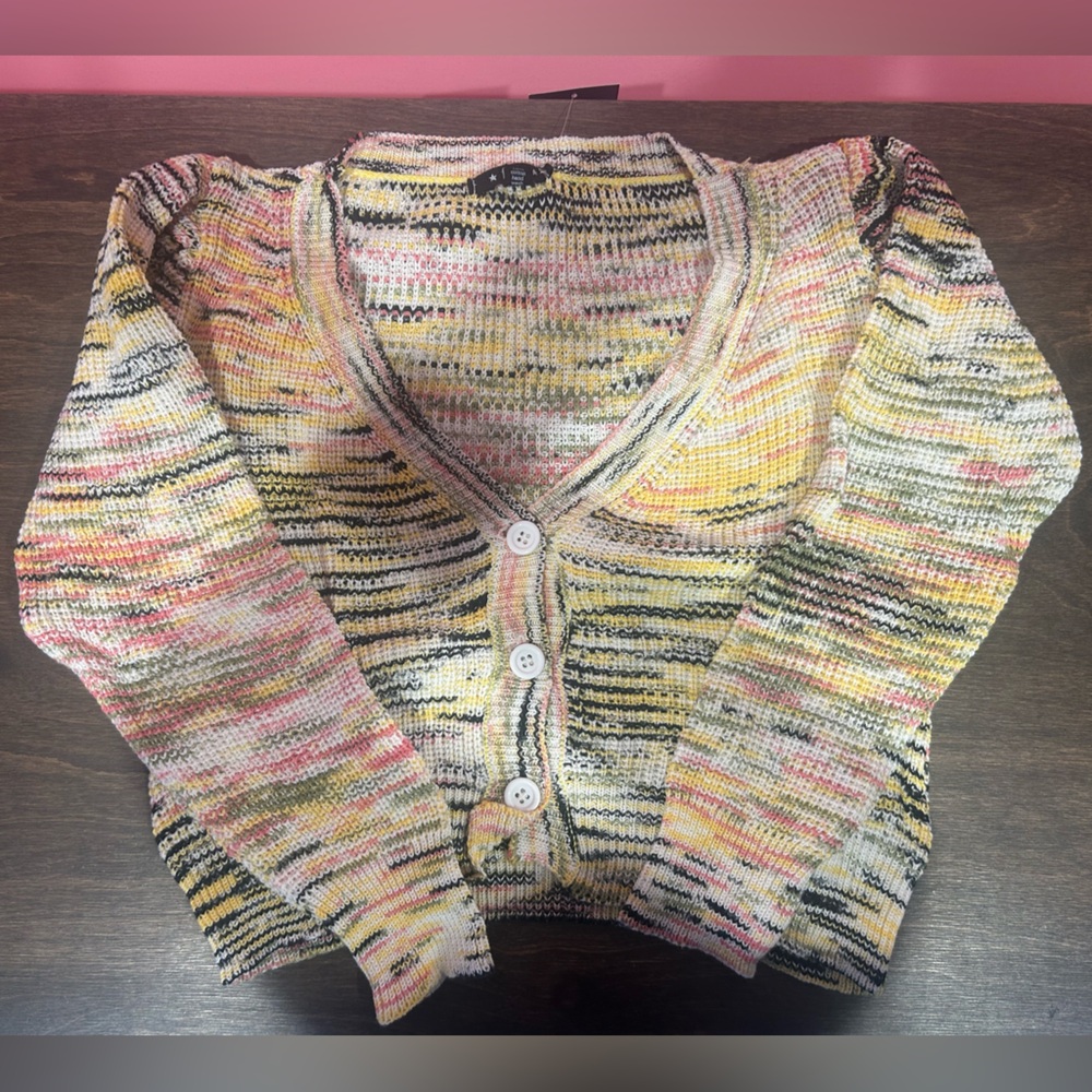 FBZ Multicolor Knit Cardigan with Button Closure (size L)